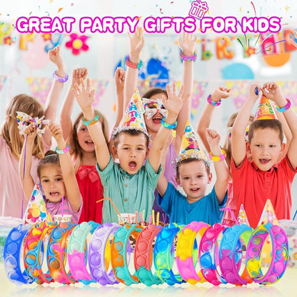 12Pcs Pop Bubble Bracelets Kids Fidget Sensory Toys Gift Children Birthday Party Favors Goodie Bag Pinata Filler Stress Relief
