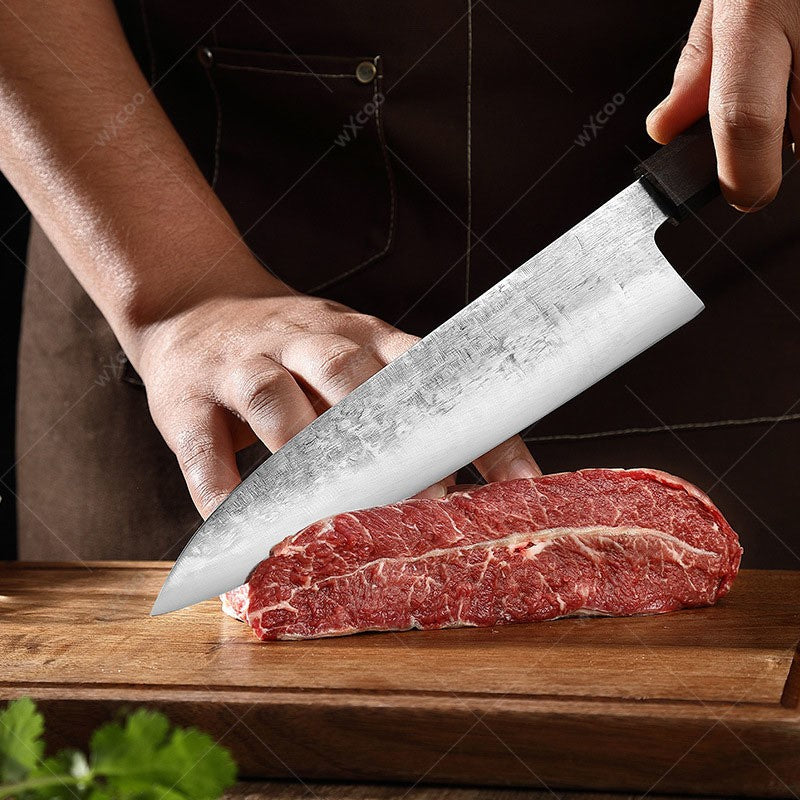 WXCOO Forged Hammer Pattern Japanese Santoku Knife Meat Cleaver Professional Chef Knife Kitchen Vegetable Fruit Slicing Knife