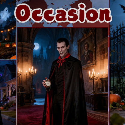 90Cm/120Cm/140Cm/150Cm Halloween Costumes for Men and Women, Role-Playing Apparel, Adult Stand-Collar Cape, Black and Red Reversible Long Robe, Unisex Adult Style, Reversible Stand-Collar Long Robe Cape