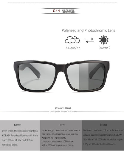 KDEAM Revamp Of Sport Men Sunglasses Polarized Shockingly Colors Sun Glasses Outdoor Driving Photochromic Sunglass With Box