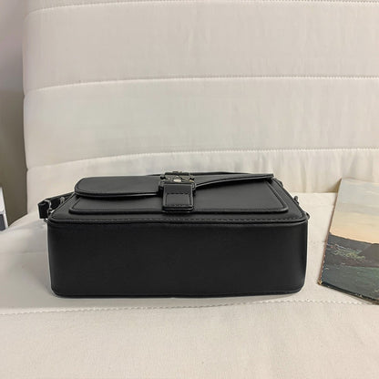 Single Shoulder Bag, Men's Genuine Cowhide Leather, Niche Design, Casual Crossbody Bag, Trendy Texture, Small Square Bag