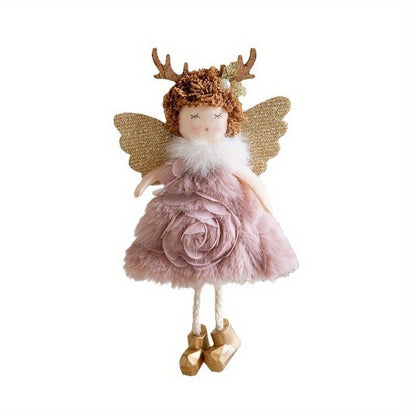 Christmas Decoration Adorable Reindeer Antlers Angel For Tree, Xmas,Home Decor,Christmas ornament,Holiday Supplies,New year 2024
