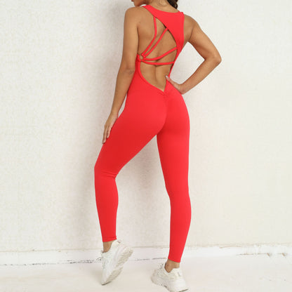 Sportswear Woman Gym Fitness Overalls Sporty Jumpsuit Women NEW Sport Set Women Yoga Clothes One Piece Outfit Purple Red