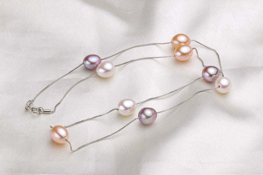 HENGSHENG Natural Pearl Necklace/Bracelet Jewelry Sets 925 Sterling Silver Chain with Freshwater Pearl Jewelry Gift for Women