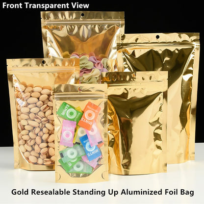 100pcs Silver Aluminum Foil Zip-lock Bags, Food Grade Aluminized Mylar Zipper Self Sealing Pouches for Cloth / Snacks Packaging