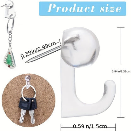 50-Piece Decorative Pushpin Hook with Plastic Head for Cork Boards - Ideal for Photo Walls, Bulletin Boards, and Home Office Sch