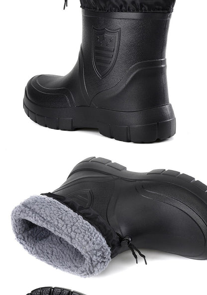 2024 Versátil Botas de Chuva Masculinas Impermeáveis para Exterior Leves Sapatos de Veludo Moda Bota Curta Conforto Casual Masculino Sapatos de Água
