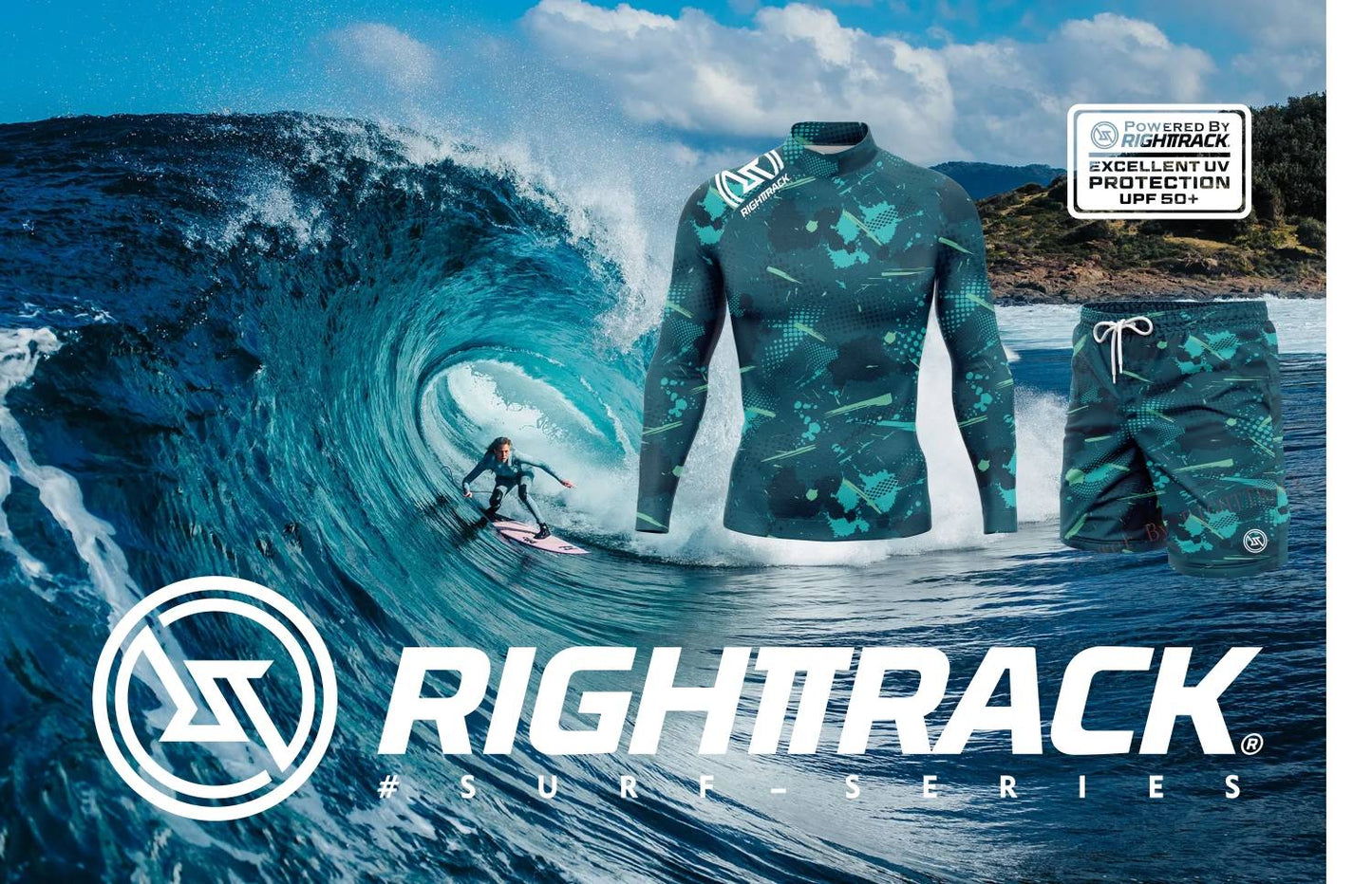 Men's Rashguard Long Sleeve Surfing Shirts Sunscreen Lycra Fabric Surf Sweatshirt UV Protection RightTrack Swimwear