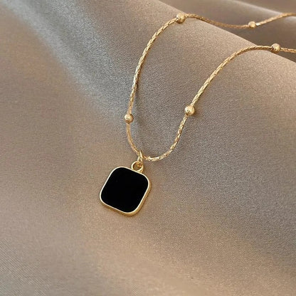 Colares de Aço Inoxidável Preto Exquisito Minimalista Pingente Quadrado Gargantilha Correntes Colar da Moda para Mulheres Presentes de Joalheria para Festas