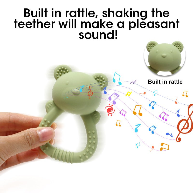 Hot sale cute bear baby rattle  silicone teether 0-1 year toy