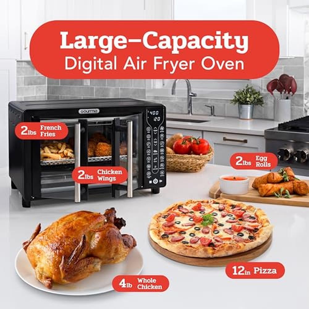 Fritadeira de Ar Elétrica 17-em-1 Forno Combo 1700W Porta Francesa Panela Digital Eletrodoméstico Gourmet