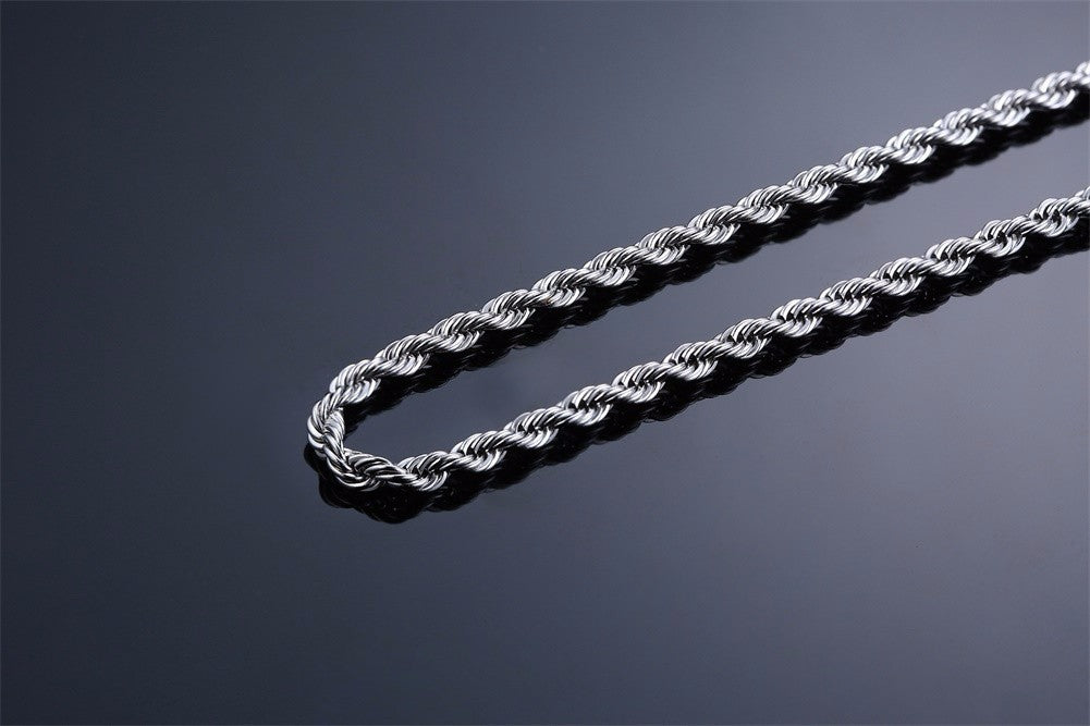 Ropes Long Necklace for Men Women,Stainless Steel Gold Color Twisted Rope Chain Collar,2/3/4/5mm Punk Basic Waterproof Jewelry