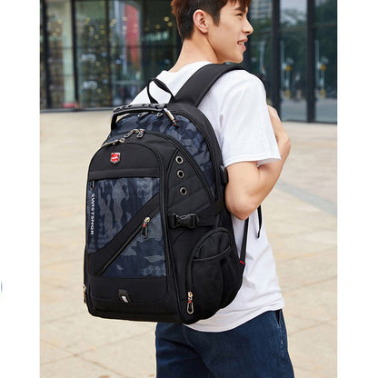 Mochila Masculina Antifurto Impermeável para Notebook de 17 polegadas com Carregamento USB, Mochila de Viagem de Negócios e Escolar Masculina