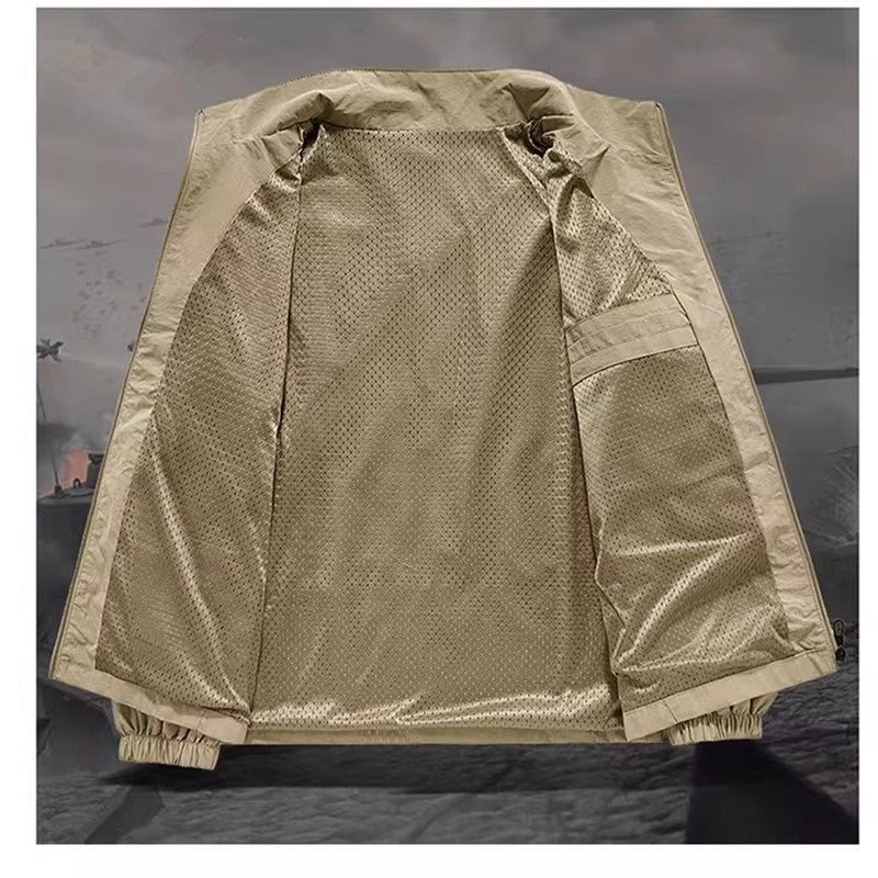 Spring and fall new men's thin jacket, outdoor sports loose Korean casual sports jacket coat.