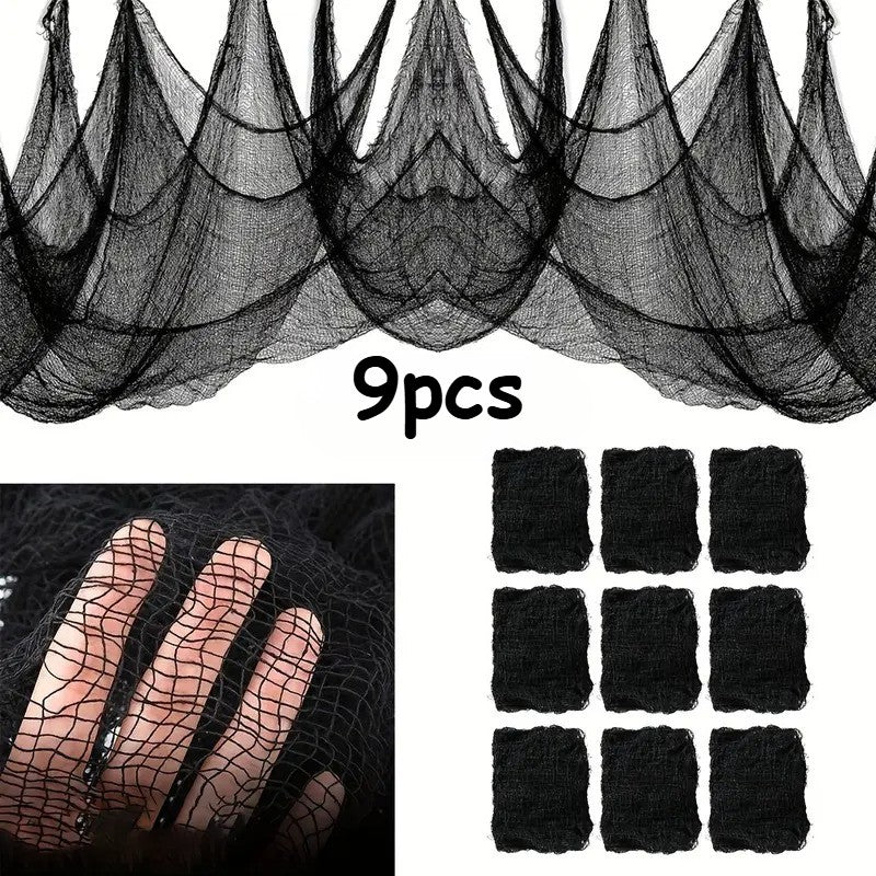 Halloween Gauze Fabric Black Chunky Gauz Fabric Haunted House Diy Decorative Gauze Horror Party Scene Props Halloween Decoration