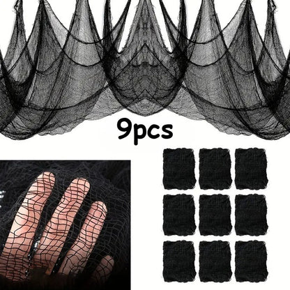 Halloween Gauze Fabric Black Chunky Gauz Fabric Haunted House Diy Decorative Gauze Horror Party Scene Props Halloween Decoration