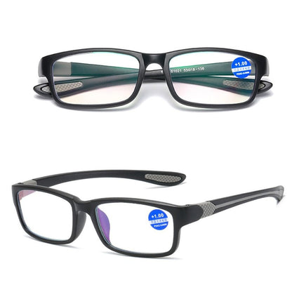 Óculos de Leitura Masculino Feminino Esportivo Antiluz Azul Armação TR90 Preta Vermelha Óculos Para Presbiopia +100 a +400