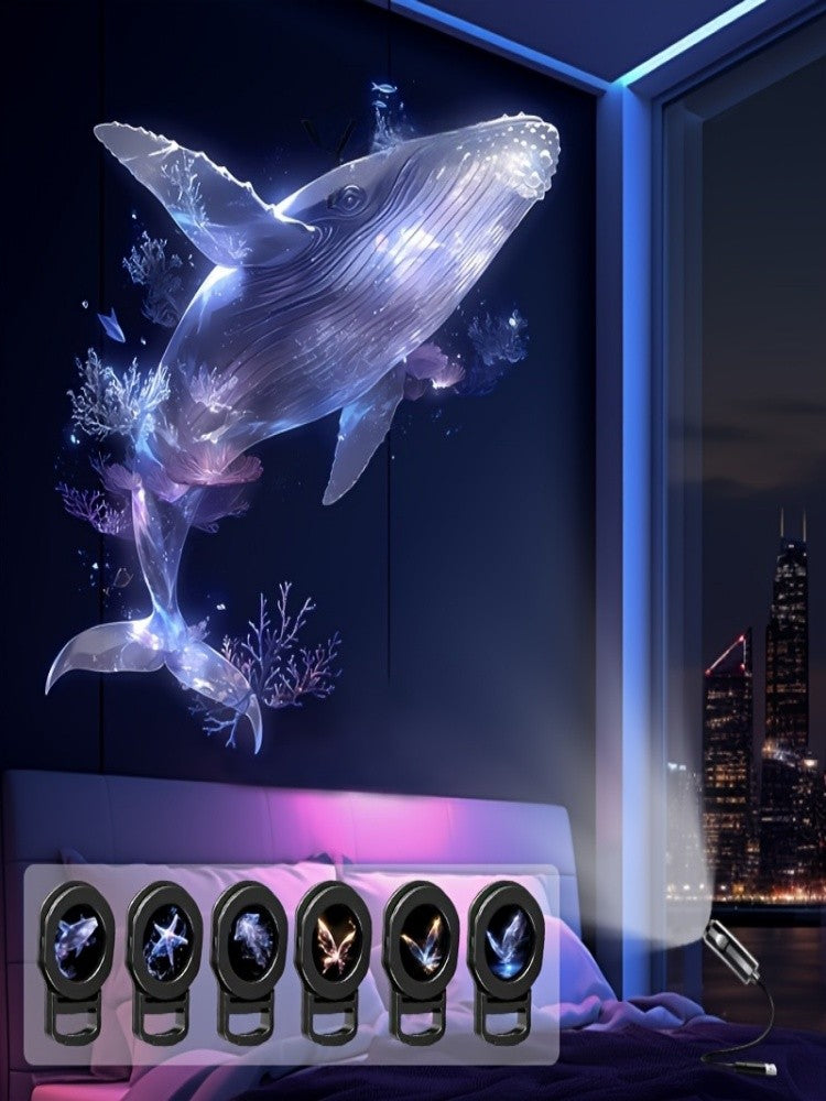 LED USB Projector Light 3/4pcs Projection Patterns- Adjustable USB Night Light for Christmas Festival Decorations