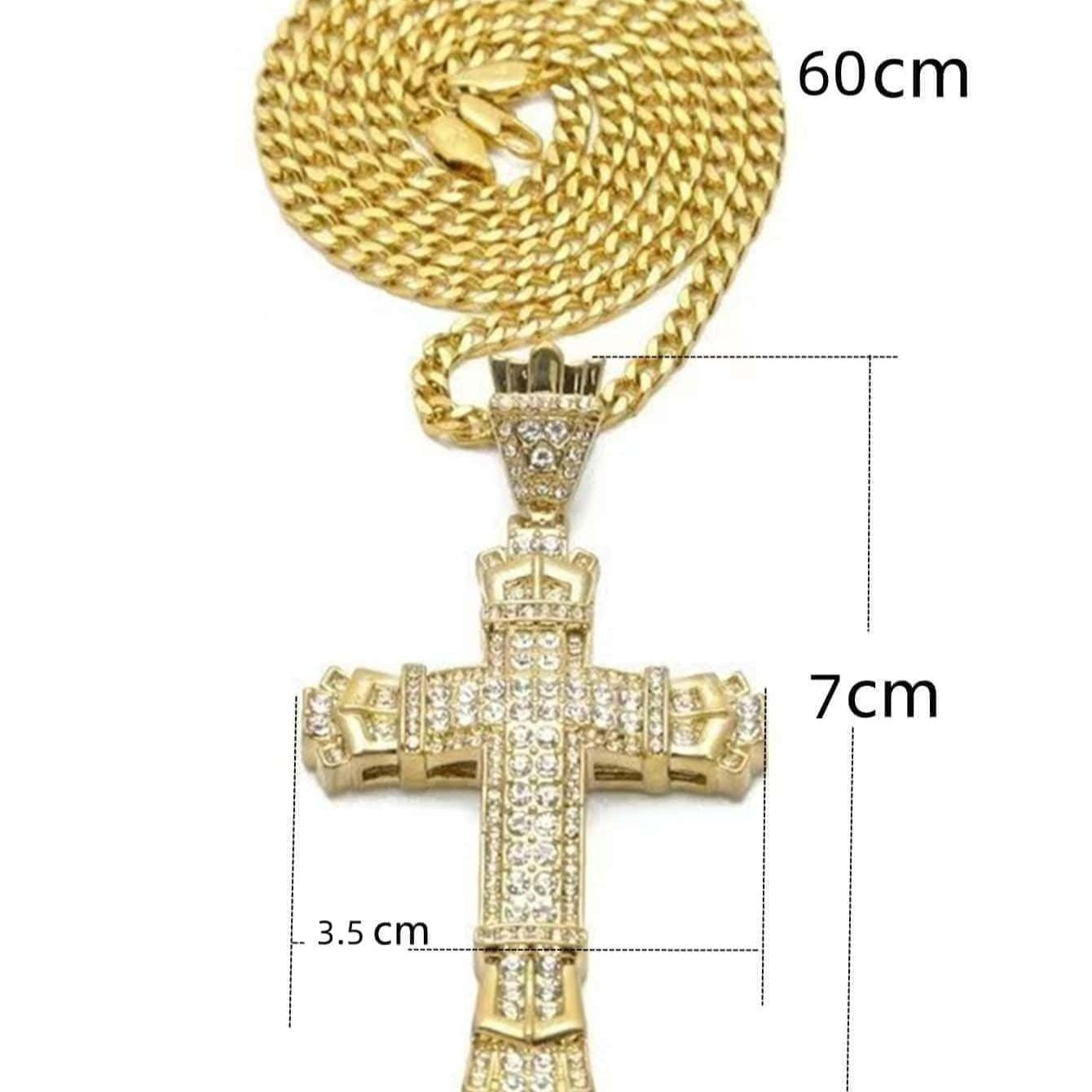 1 Simples Estilo MASCULINO Strass Cruz Cristã Pingente de Strass Colar Personalidade Moda Rua Corrente Dominadora Joias