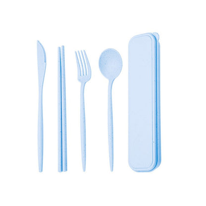 Portable tableware set, knife, fork, spoon, chopsticks, student and office worker tableware four-piece set gift