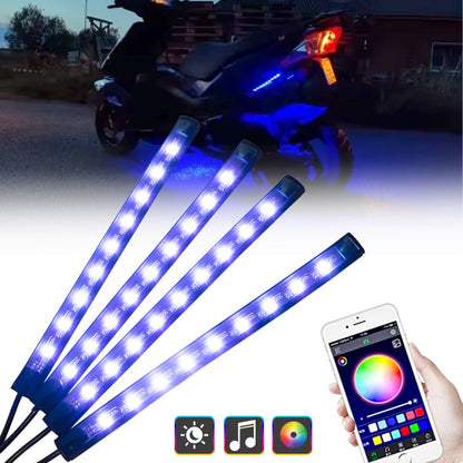 Lâmpada de Neon Decorativa para Motos, Faixa de Luz Ambiente Flexível RGB APP 12V para Harley Yamaha Kawasaki Suzuki