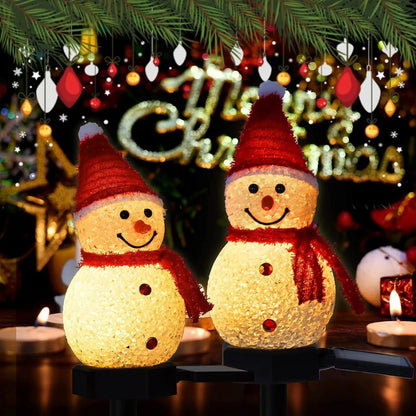 Solar-Powered Christmas Snowman Lights Warm White LED Cute Outdoor Garden Decor Perfect for Christmas Decorations Yard