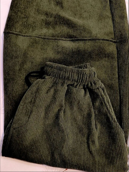 Autumn Winter Casual Corduroy Harem Pants Women High Waist Retro Loose Bloomers Female Oversize Mom Trousers Baggy Sweatpants