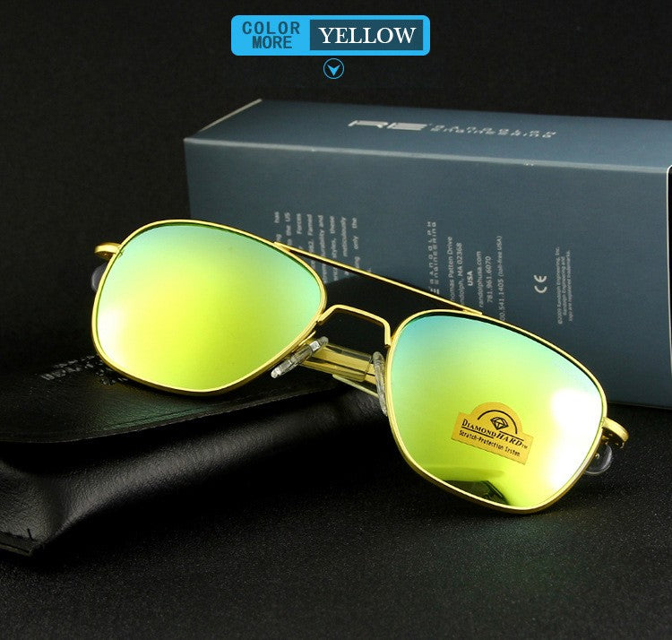 RE Sunglasses Man USA Army Military Aviation Pilot Sunglasses Woman Glass Lens Luxury Brand Retro Titanium Frame High Quality