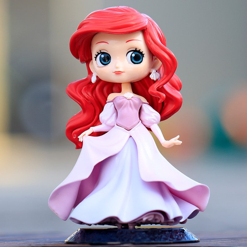 14-16cm Princesa Q Posket Branca de Neve Sereia Cinderela Bela Mulan Jasmine Sininho Aurora PVC Boneco de Ação Brinquedo Presentes para Crianças