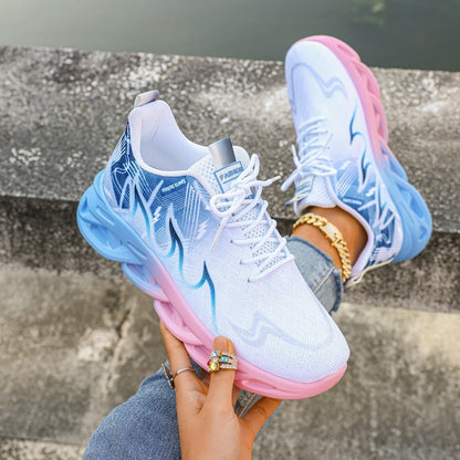 Tênis Casual Feminino Esportivo Respirável Leve Antiderrapante Plano Calçados para Caminhada Corrida ao Ar Livre Tênis Vulcanizado Feminino
