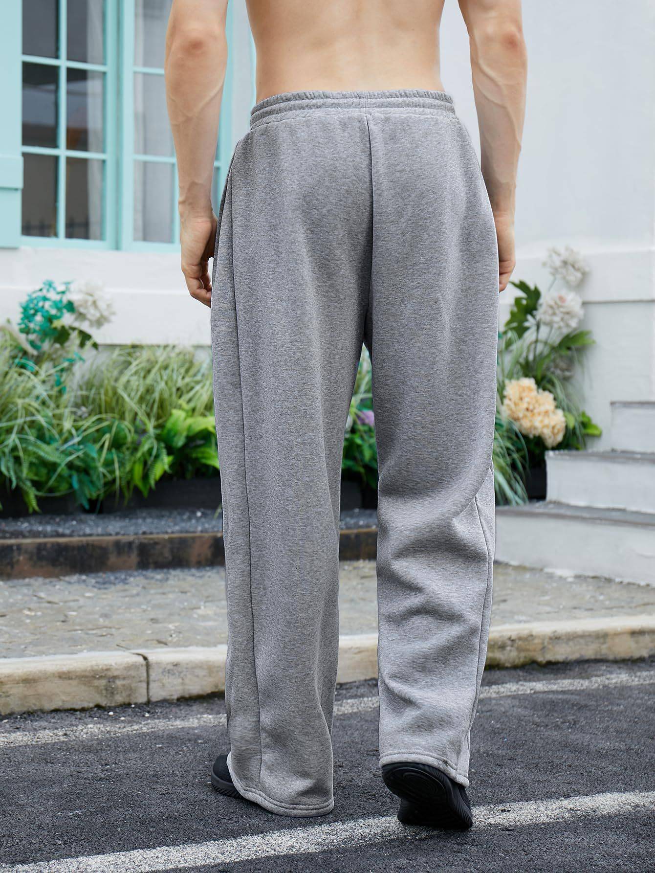 25 European and American men's waist trousers waist drawstring straight wide-leg loose trousers sports trousers pocket men pants