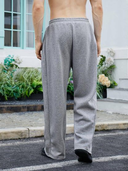 25 European and American men's waist trousers waist drawstring straight wide-leg loose trousers sports trousers pocket men pants