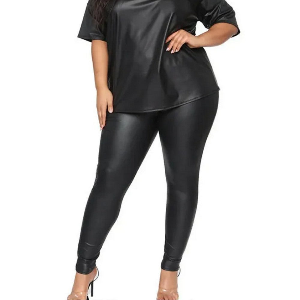 Spring Plus Size  Faux Leather Leggings Super Stretchy  Spandex Clothing PU Leather Pant Tummy Control