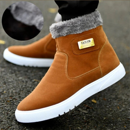 Winter Men's Snow Boots Plush Warm Men Ankle Boots Brand High-top Casual Leather Shoes for Men Comfortable zapatos para hombres