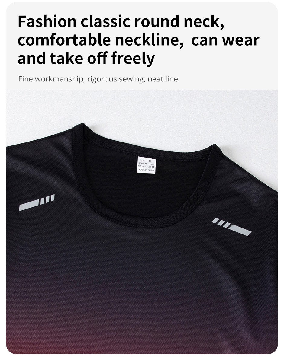 2-Piece Teenagers To Adults Parent-child Quick-drying Short-sleeved Sports Suit Men's Casual Round Neck Shirt Elastic Waist Pant