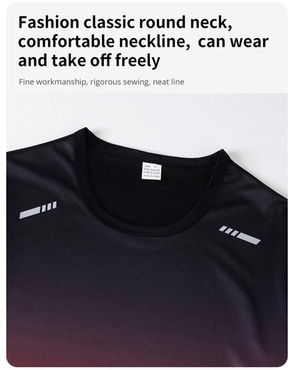 2-Piece Teenagers To Adults Parent-child Quick-drying Short-sleeved Sports Suit Men's Casual Round Neck Shirt Elastic Waist Pant