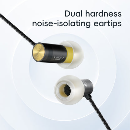 Fone de ouvido HiFi HiBy Yves 6mm Micro-dinâmico banhado a titânio, Driver de alta magneticidade, Câmara de baixa ressonância, Isolamento de ruído, Amigável à pele