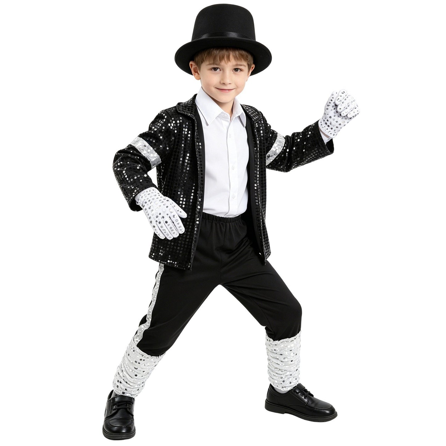Kids Michael Jackson Costume Boys Superstar Singer Outfit Halloween Carnival Stage Performance Dance Cosplay Party Costume