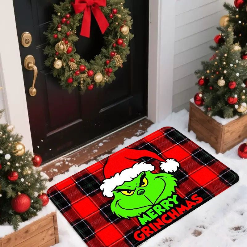 VIKAMA Christmas Green Frog Rug Entrance Hall, Living Room, Bedroom, Hallway Door Mat Soft Comfortable Floor Mat Home Decor