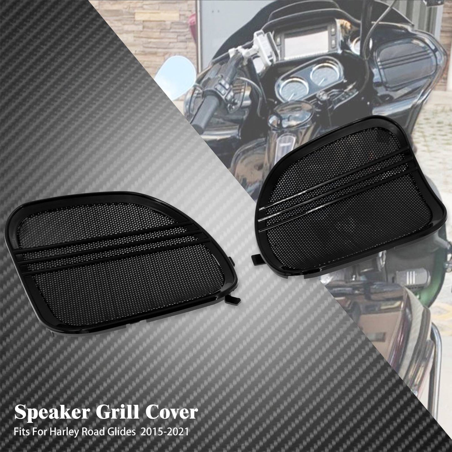 Grades do Alto-falante de Motocicleta Tri-Line Preto Tampas da Buzina da Grade Para Harley Touring CVO Road Glide FLTRX Special FLTRXS 2015-2023