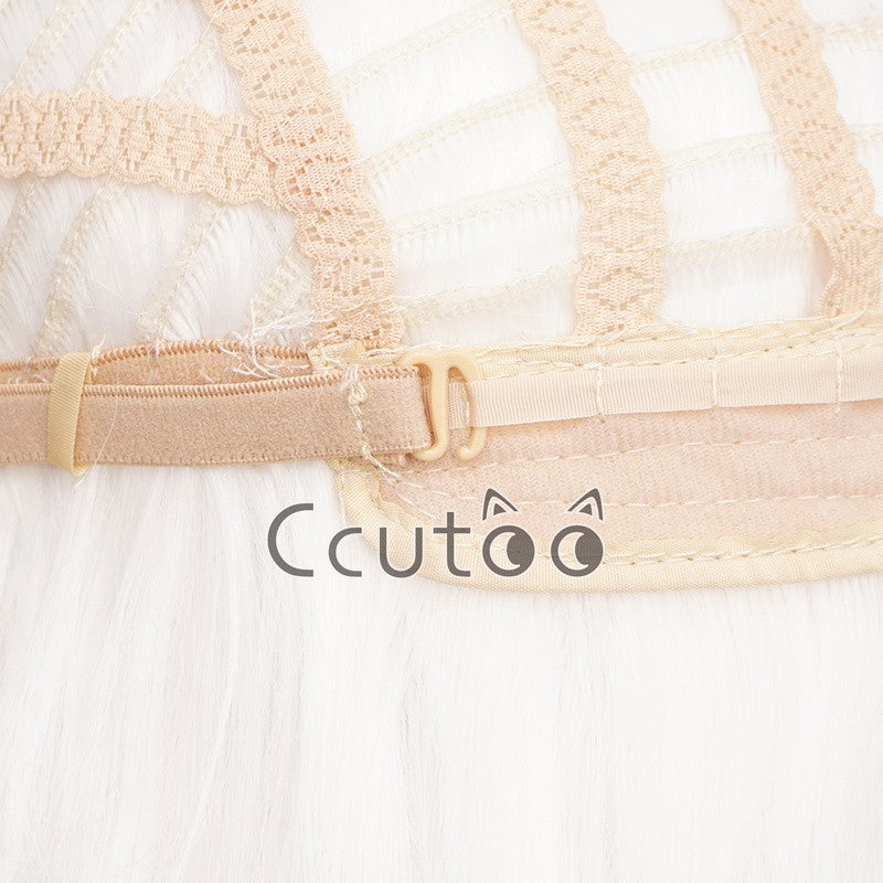 Sesshoumaru Cosplay Wigs 100cm Long White Styled Heat Resistant Synthetic Cosplay Costume Wig Hair + A Free Wig Cap
