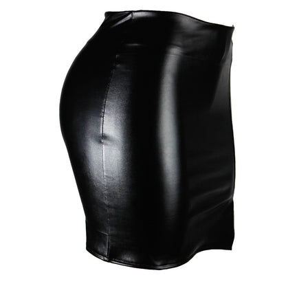 2025 Women Leather Night Clubwear Skirts Summer Pure Color PU-leather Zipper Sexy Hip Leather Mini Skirts