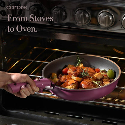 Conjunto de Panelas e Frigideiras 21 Peças, Conjunto de Utensílios de Cozinha Antiaderente com Alça Destacável, Conjunto de Utensílios de Cozinha Antiaderente com Alça Removível para Indução