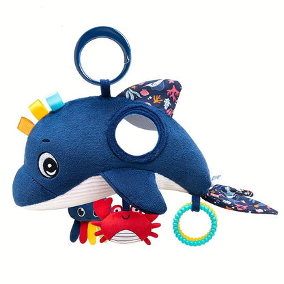 Newborn Infant Soft Whale Mobile Hanging Baby Educational Toy For Baby Intellectual Development Handheld Cute Stuffed Animal Toy
