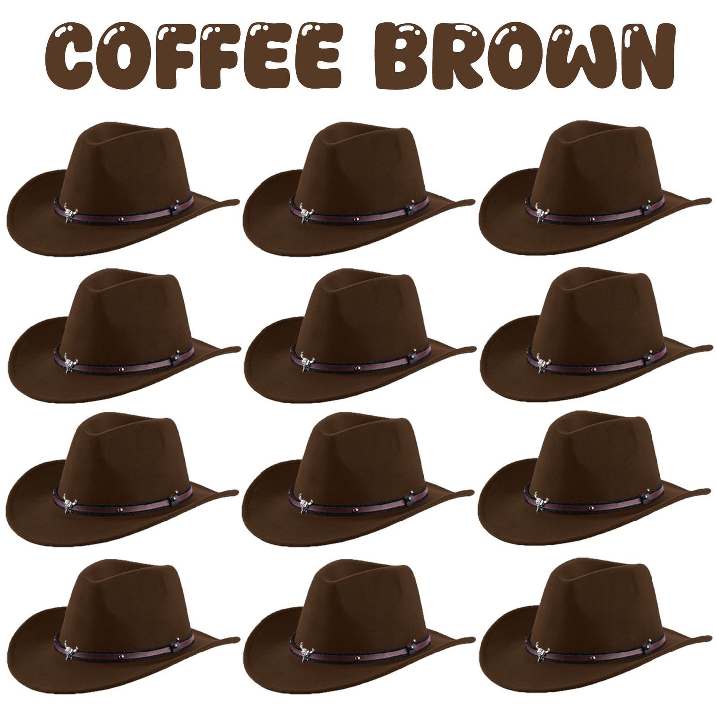 4-24Pcs Western Cowboy Hat for Men Women Adjustable Felt Cowgirl Hats Wide Brim Fedoras Hat for Adult Bachelor Party Costume