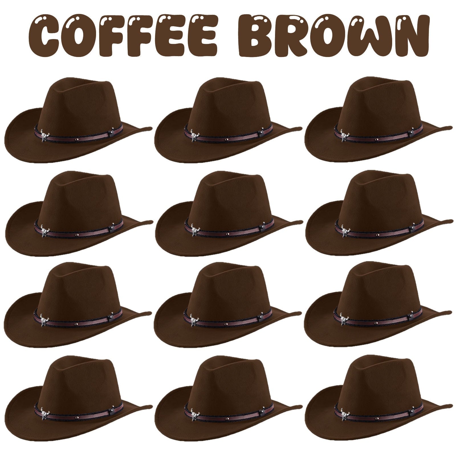 4-24Pcs Western Cowboy Hat for Men Women Adjustable Felt Cowgirl Hats Wide Brim Fedoras Hat for Adult Bachelor Party Costume