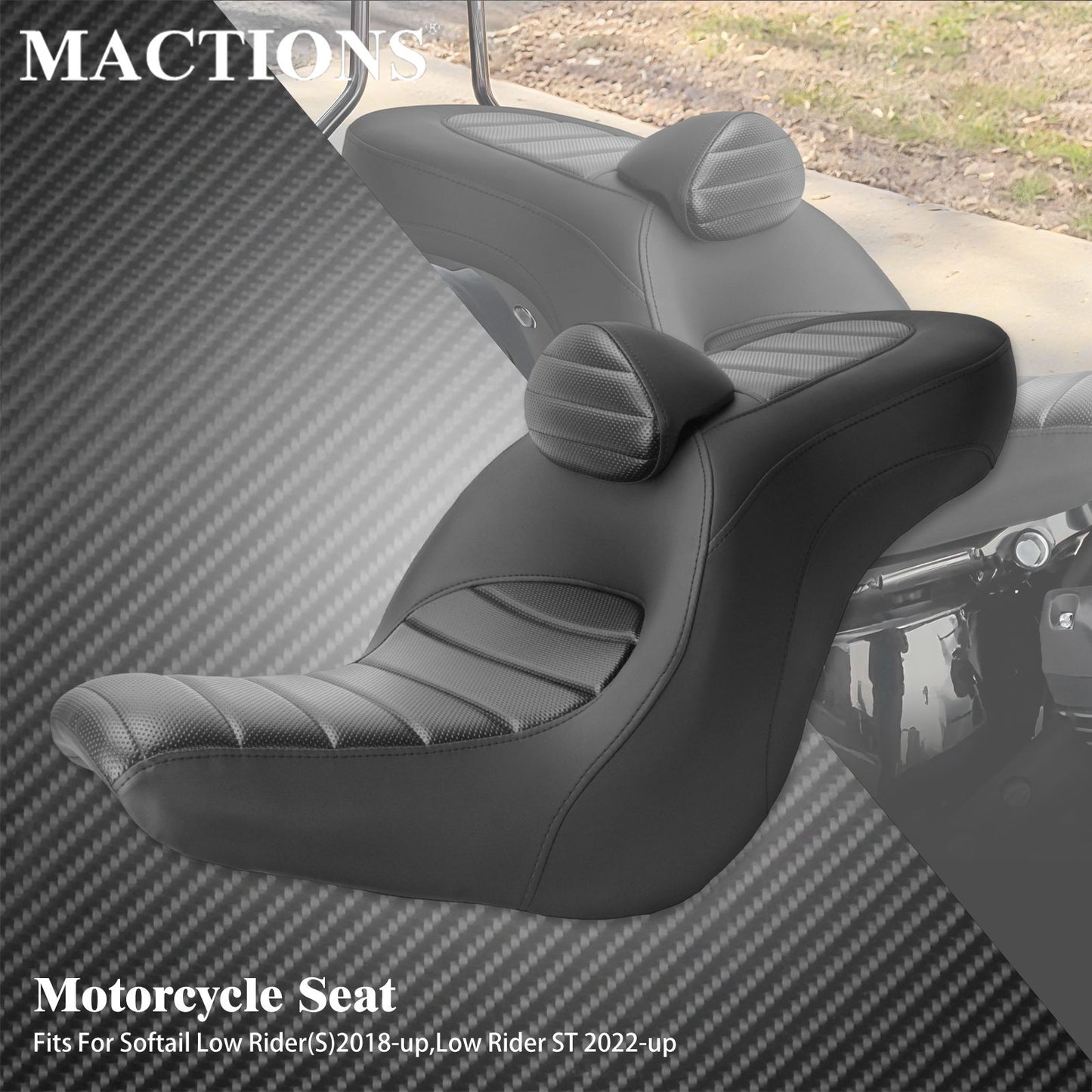 Assento de passageiro do condutor da motocicleta Almofada de assento duplo com encosto para Harley Softail Low Rider ST Sport Glide 2018-2024