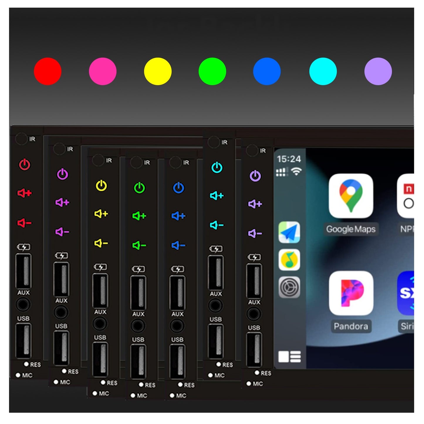 Leadfan 7 polegadas Tela Touchscreen Som Automotivo 2 Din CarPlay Android Auto Player de Vídeo para Carro com Câmera de Painel e Câmera de Ré BT FM 2USB