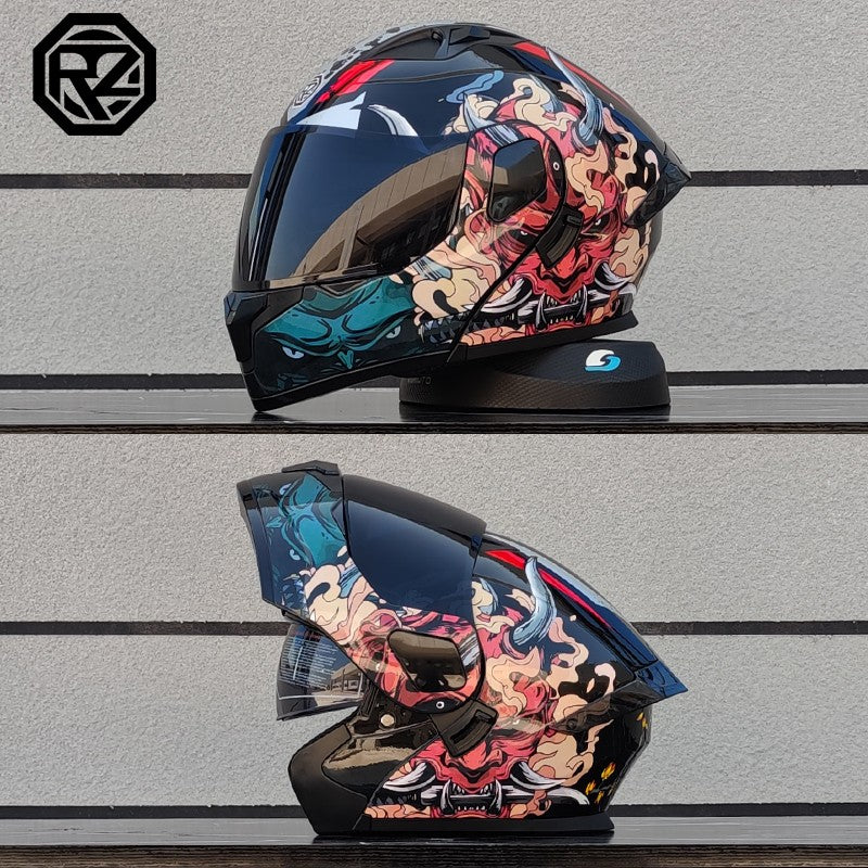 ORZ Capacete Integral Personalizado para Motocicleta Masculino Feminino Moda Capacete com Lente Dupla Capacete de Motocross de Corrida Modular Articulado Casco Moto