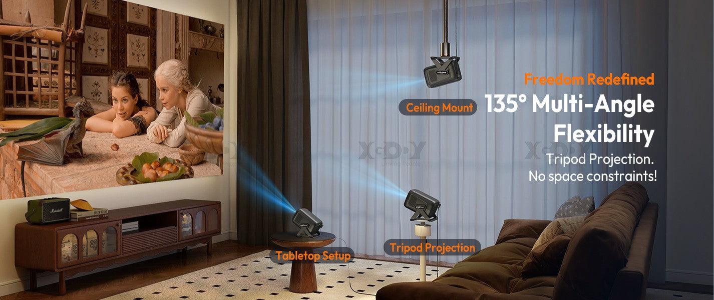 XGODY 4K Projector 450ANSI Android 11 Beamer Autofocus & Keystone 1080P 360° Rotation Wifi6 BT5.2 Portable Movie Outdoor Airmous